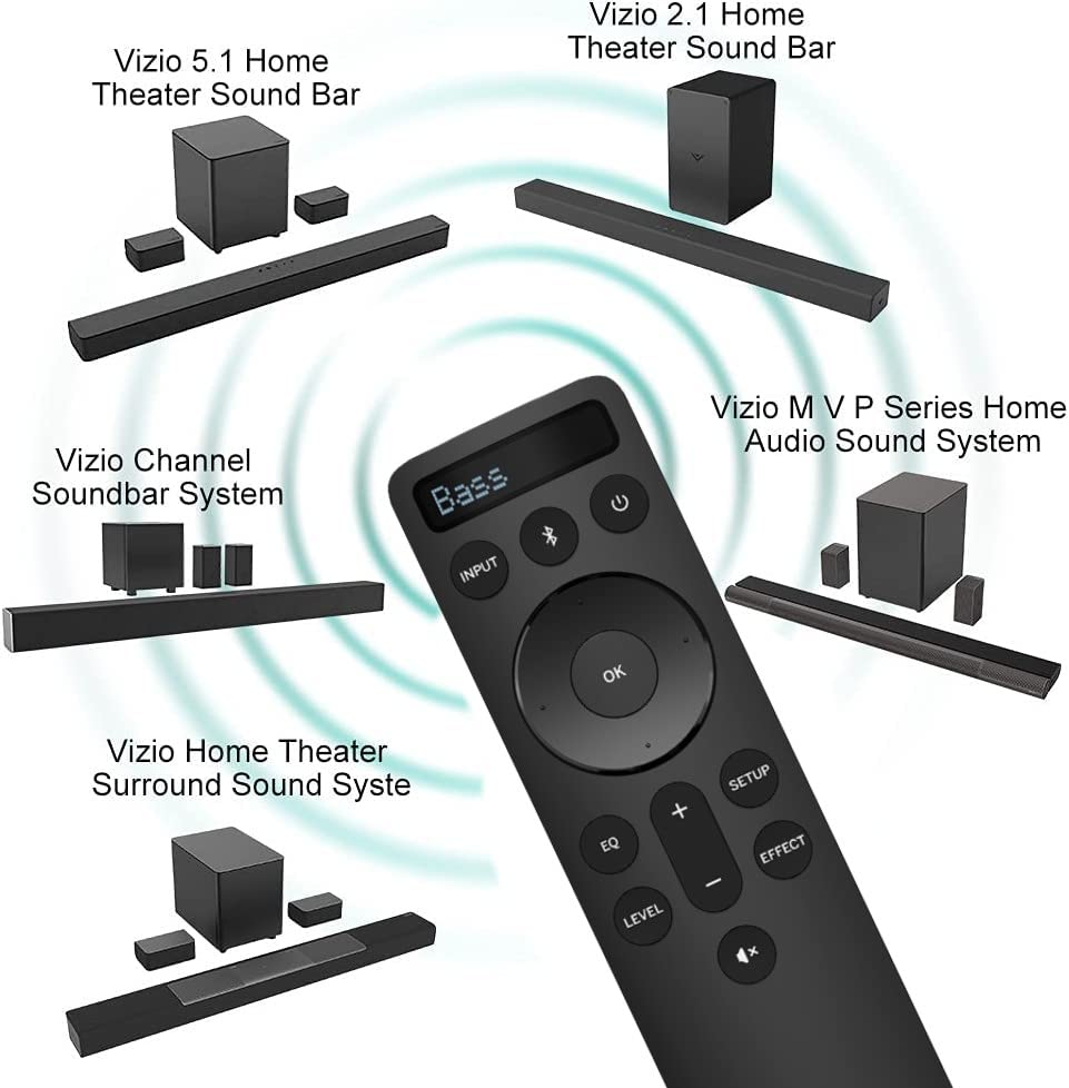 OEM Replacement Bluetooth Backlit Display Sound Bar Remote Controller fit for All Vizio 2.1, 5.1.2 and 5.1.4 Premium Sound Bar Home Theater System