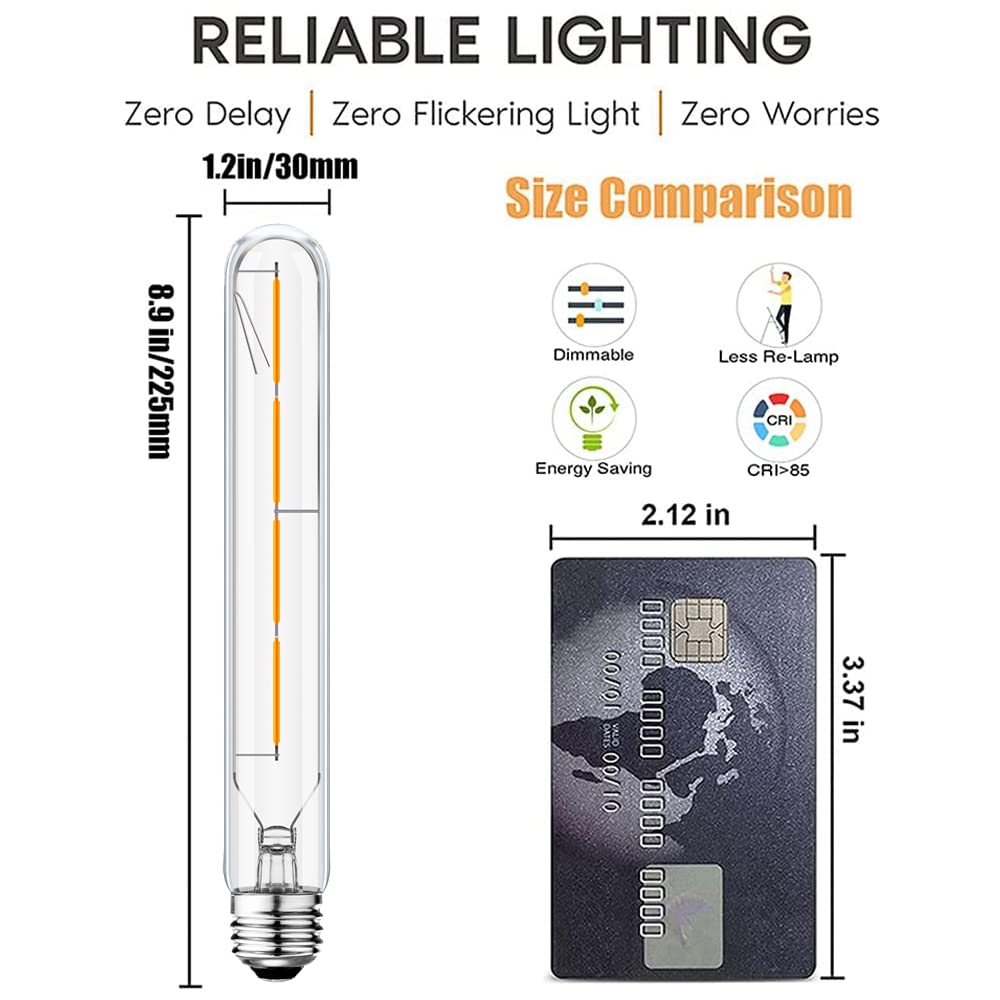 LVYE E26 LED Tubular Bulbs 4W T10 Dimmable LED Ligth Bulb Soft White 3000K