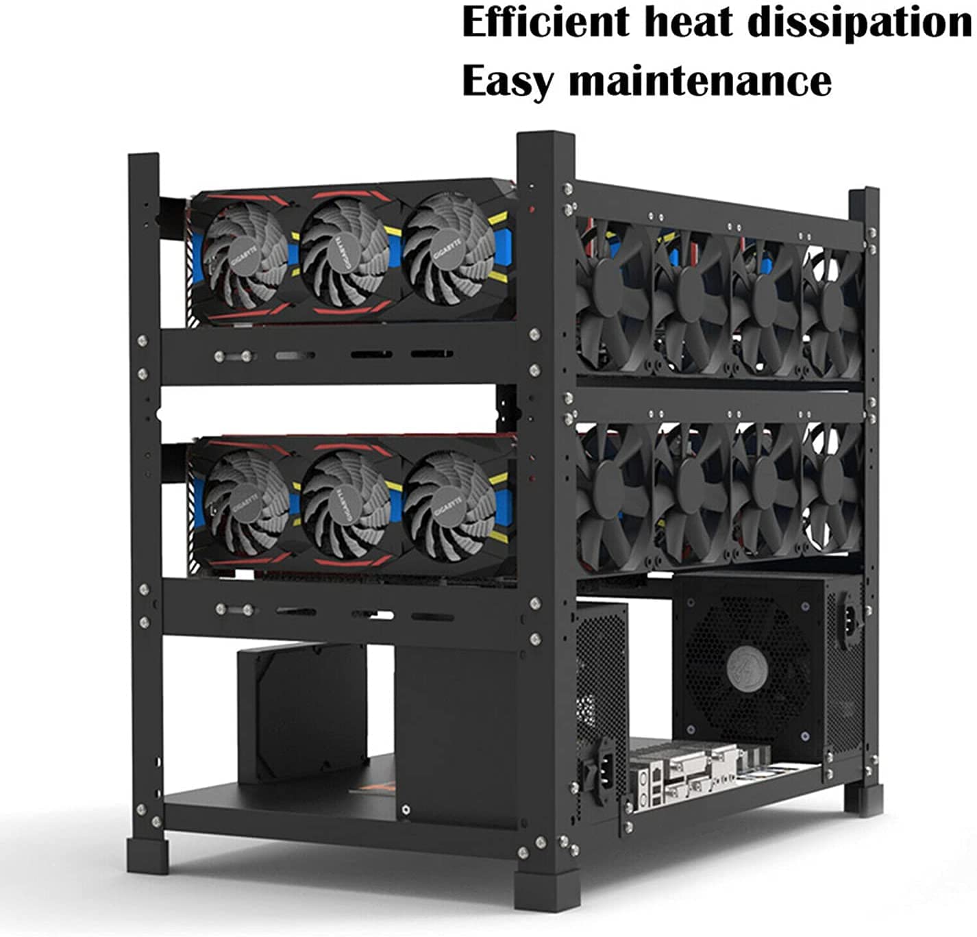 XIANXIAN Mining Rig Frame 12 GPU, Open Air Mining Rig Frame Mining Case Rack Motherboard Bracket Computer Case Support to Dual