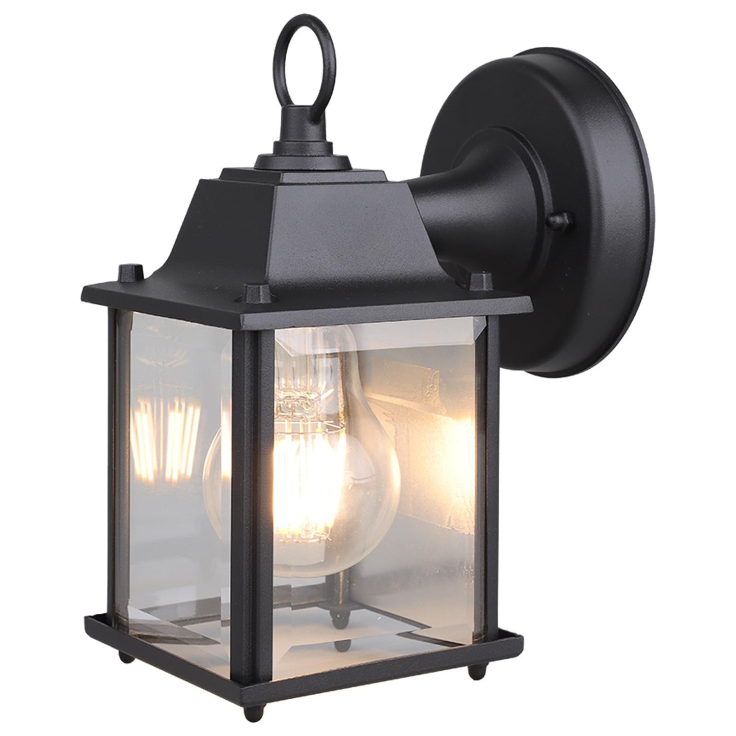 MULANDI Outdoor Light Fixture, Classic Die-Cast Aluminum & Tempered Glass Porch Light for House, E26 Base (60W Max) Waterproof Wall Lantern for Front
