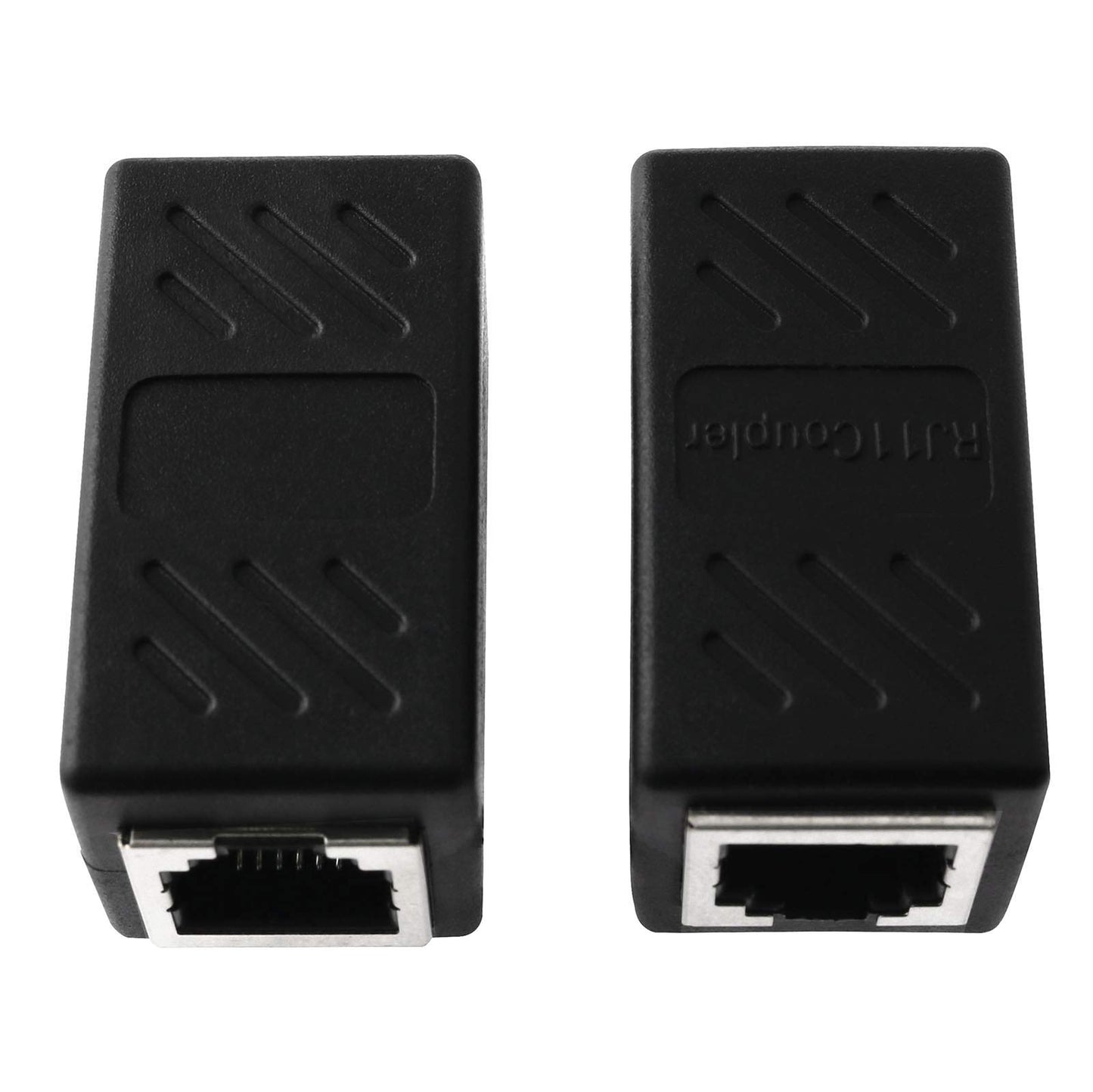 AXLIZER 2PCS RJ11 6P4C Inline Coupler Modular Female to Female Straight Telephone Extension Cable Cord Coupler Adapter Jack, Black