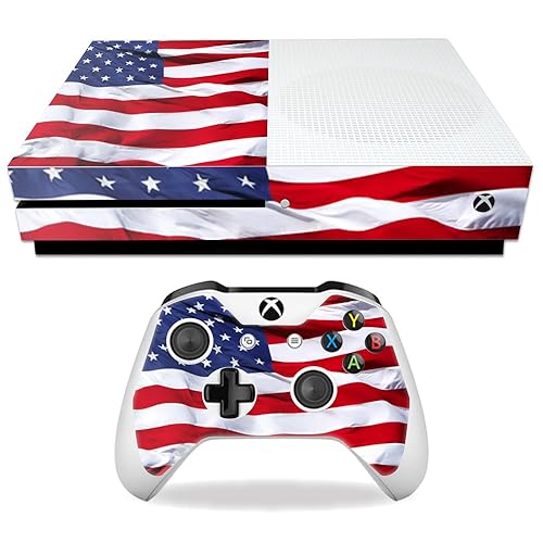 MightySkins Skin Compatible with Microsoft Xbox One S - American Flag | Protective, Durable, and Unique Vinyl Decal wrap Cover | Easy to Apply
