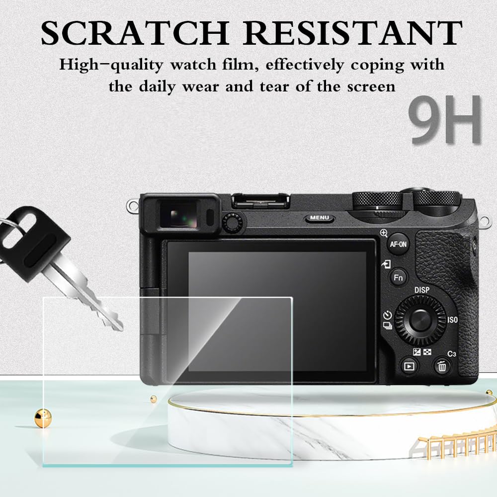 HUADU Screen Protector (2+1Pack) Compatible for Sony Alpha 6700,Tempered Glass Film Anti-Scratch High Definition and Soft Silicone Case for Sony A6700