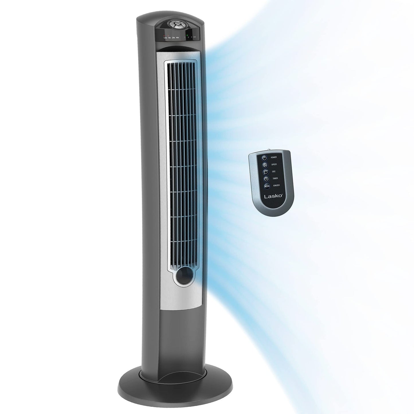 BATHINDIAN Wind Curve Tower Fan with Lonizer and Remote, with on-Board Storage Location, Auto Shut-Off Timer, Multi-Function Remote Control, Suitable