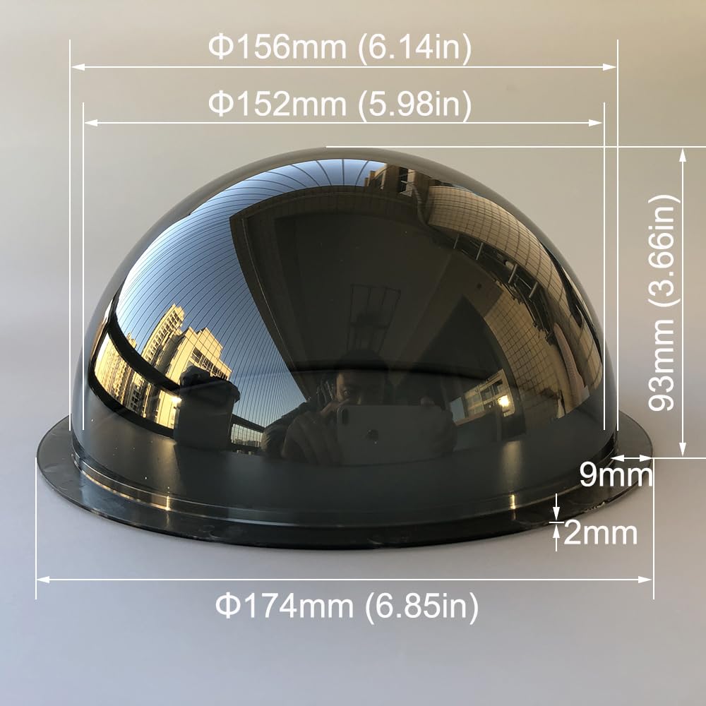 OwlCat 6.85 Inch Indoor Outdoor CCTV Replacement Smoked Color Acrylic Dome Cover Surveillance Security Camera Dome Cover Camera Housing