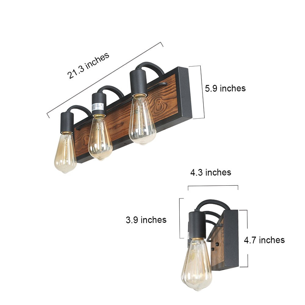 LNC A03440 Bathroom Lighting Fixtures Over Mirror Wooden Farmhouse Vanity Sconce Rustic Wall Lamp