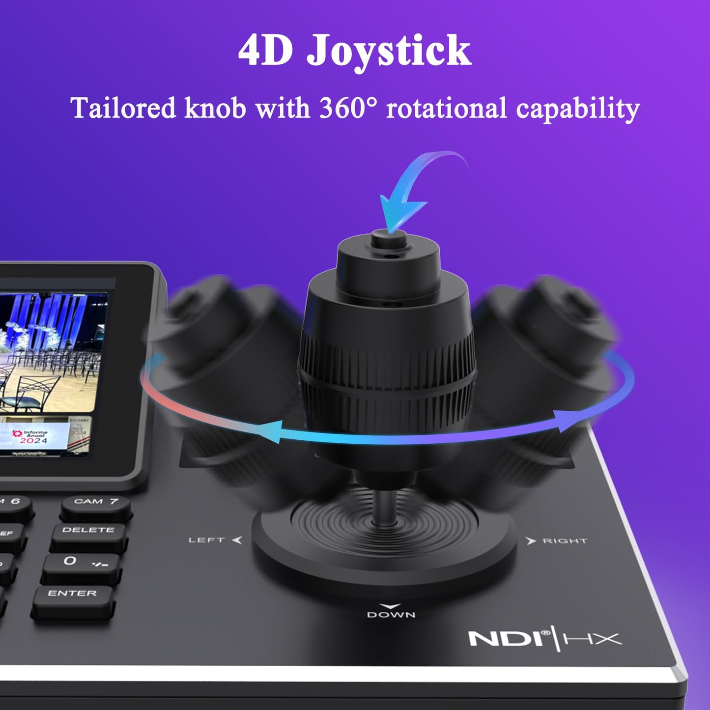 KATOVJJTS PTZ Camera Controller with 5.5" LCD Screen Preview, 4K UHD Input/Output Supported, 4D Joystick IP NDI Camera Controller for Worship Church