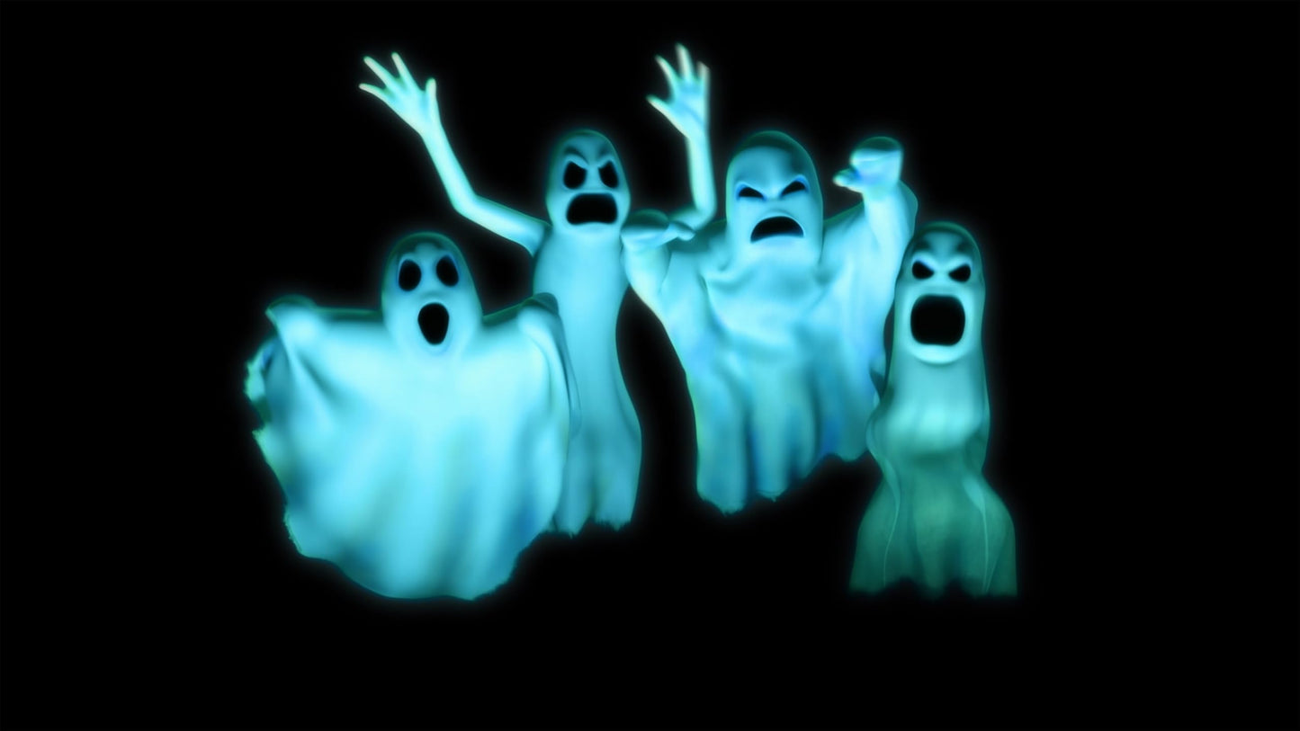 HoliScapes® USB Projector Kit - AtmosFx Boo Crew USB + Projector + 48" x 72" Large White Holographic Screen for Halloween Projection
