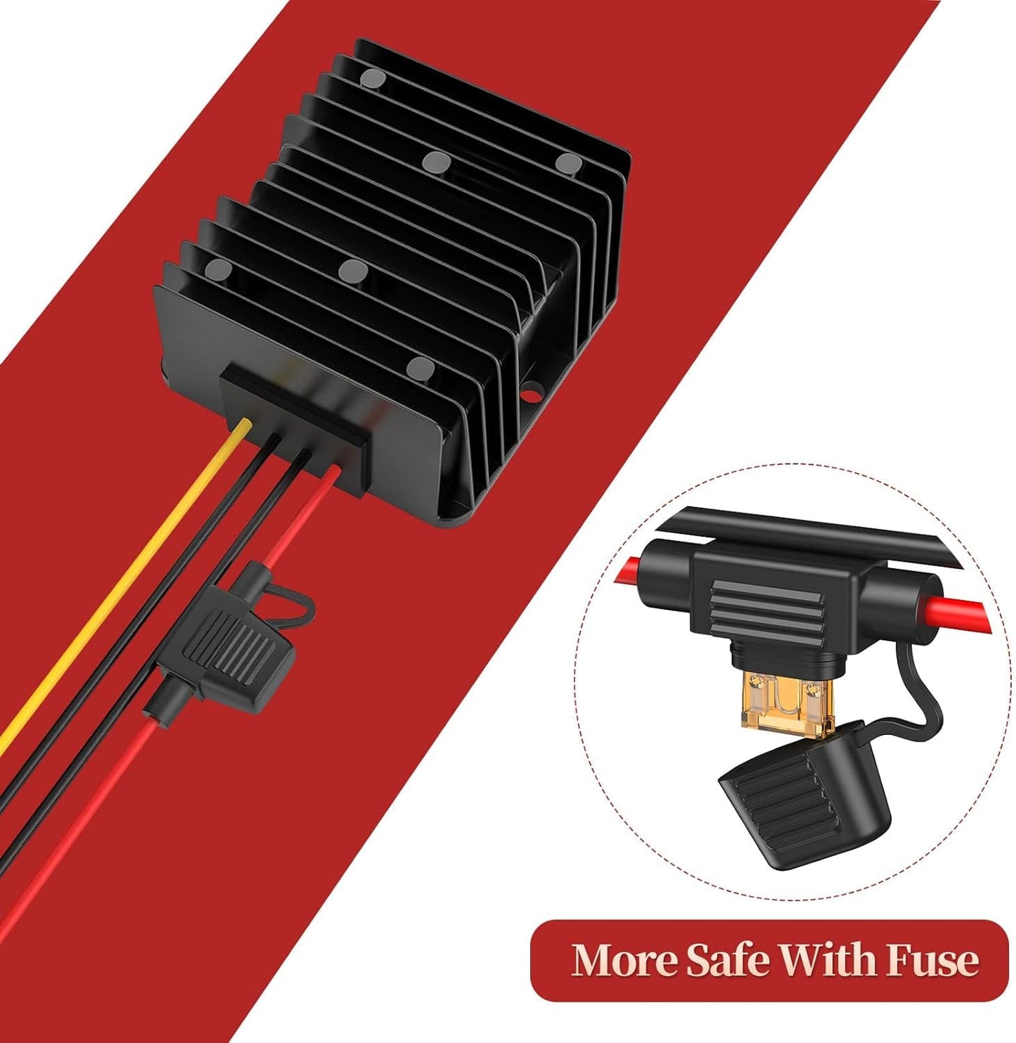 24V to 12V Converter 20A 240W with Fuse Waterproof and Wire Terminal Block, Step Down 20V to 12V, Safe for Golf Cart Truck Vehicle Boat Solar System…