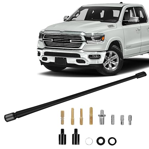 MODIGT 13 Inch Car Radio Antenna Fit for Dodge Ram 1500 2500 3500 Flexible Rubber Truck Antenna Design for Optimized FM/AM Reception Black