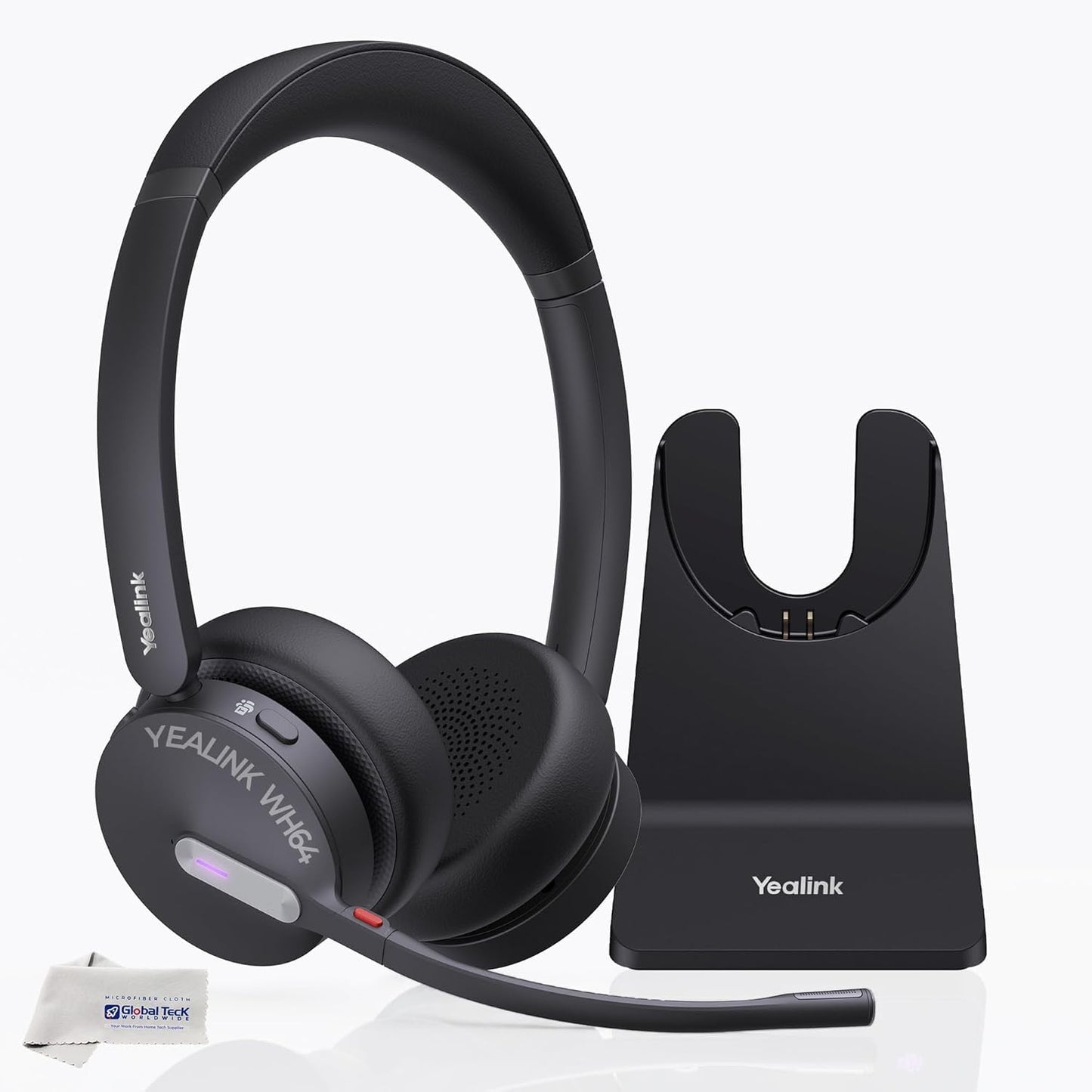 Yealink WH64 Hybrid Wireless Headphones DECT & Bluetooth Duo MS with Charging Stand, Teams Certified, For PC, Laptop & Mobile, USB-C Dongle, 150m…