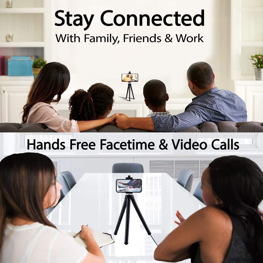 Fugetek Flexible Phone Camera Tripod Stand Holder, with Bluetooth Remote, Compact, Adjustable Legs, Durable Design, Waterproof, GoPro, iPhone XR/XS