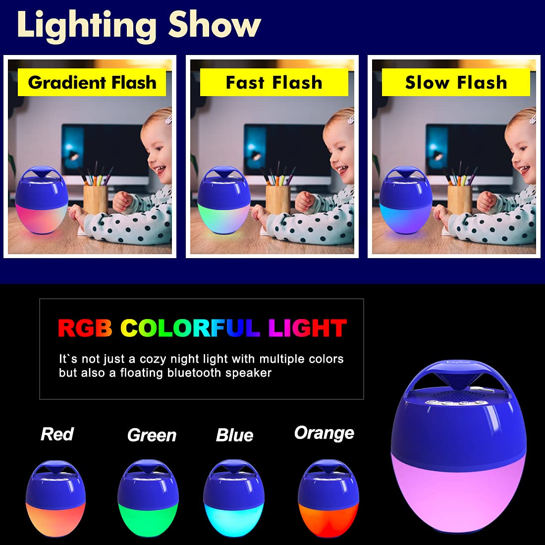 Portable Bluetooth Pool Speakers,Hot Tub Speaker with Colorful Lights,IP68 Waterproof Floating Speaker,360° Surround Stereo Sound,85ft Bluetooth
