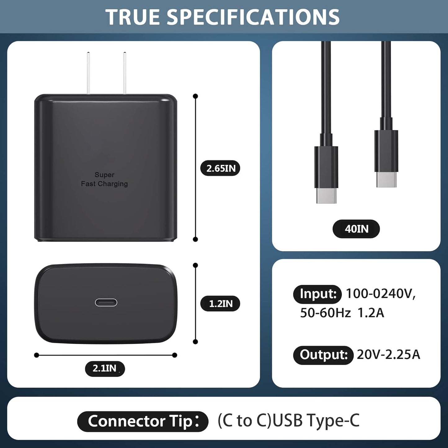 2Pack 45W Charger for Samsung Super Fast Charger Type C, USB C Super Fast Charging for Samsung Galaxy S23 Ultra/S23/S23+/S22/S22 Ultra/S22+/Note