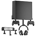 Wall Mount for PS4 Pro with Detachable 2 Controller Holder & Headphone Hanger Metal Wall Mount Stand Kit Mount on The Wall Or on The Back Of The TV