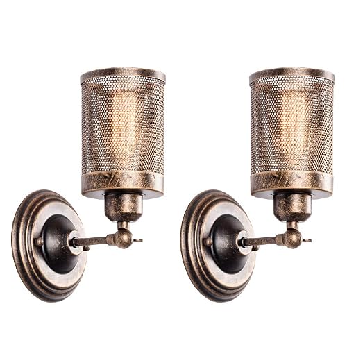 Wall Sconce Industrial Vintage Light 2 Pack, MOONKIST Rustic Fixtures Edison Style Wall Light LED Retro Metal Single Head for Garage Gate Porch