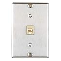 Leviton Telephone Wall Phone Wallplate Surface Mount Jack, 1 Modular 6P4C Jack, Screw-Down Connection, Stainless Steel, C0256-SS