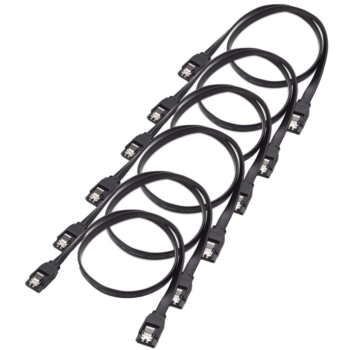 ELIATER 6 Pack SATA Cable, Straight SATA III 6Gbps HDD SDD Data Cable with Locking Latch for SATA HDD, SSD, CD Driver, CD Writer, 16-Inch
