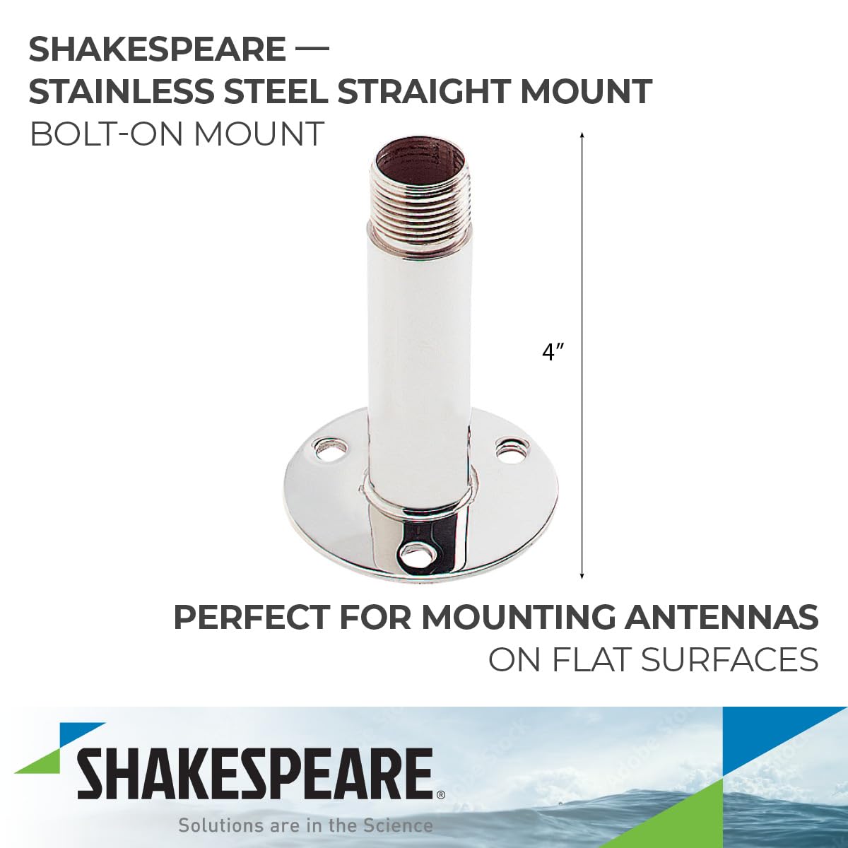 Shakespeare 4365 Marine Straight Mount, Beige, 4 inch