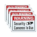 Video Surveillance in Use Sign, Warning Security Cameras in use Sign, Large 10x14 Inch Aluminum UV Ink Printed for House and Business (4-Pack)