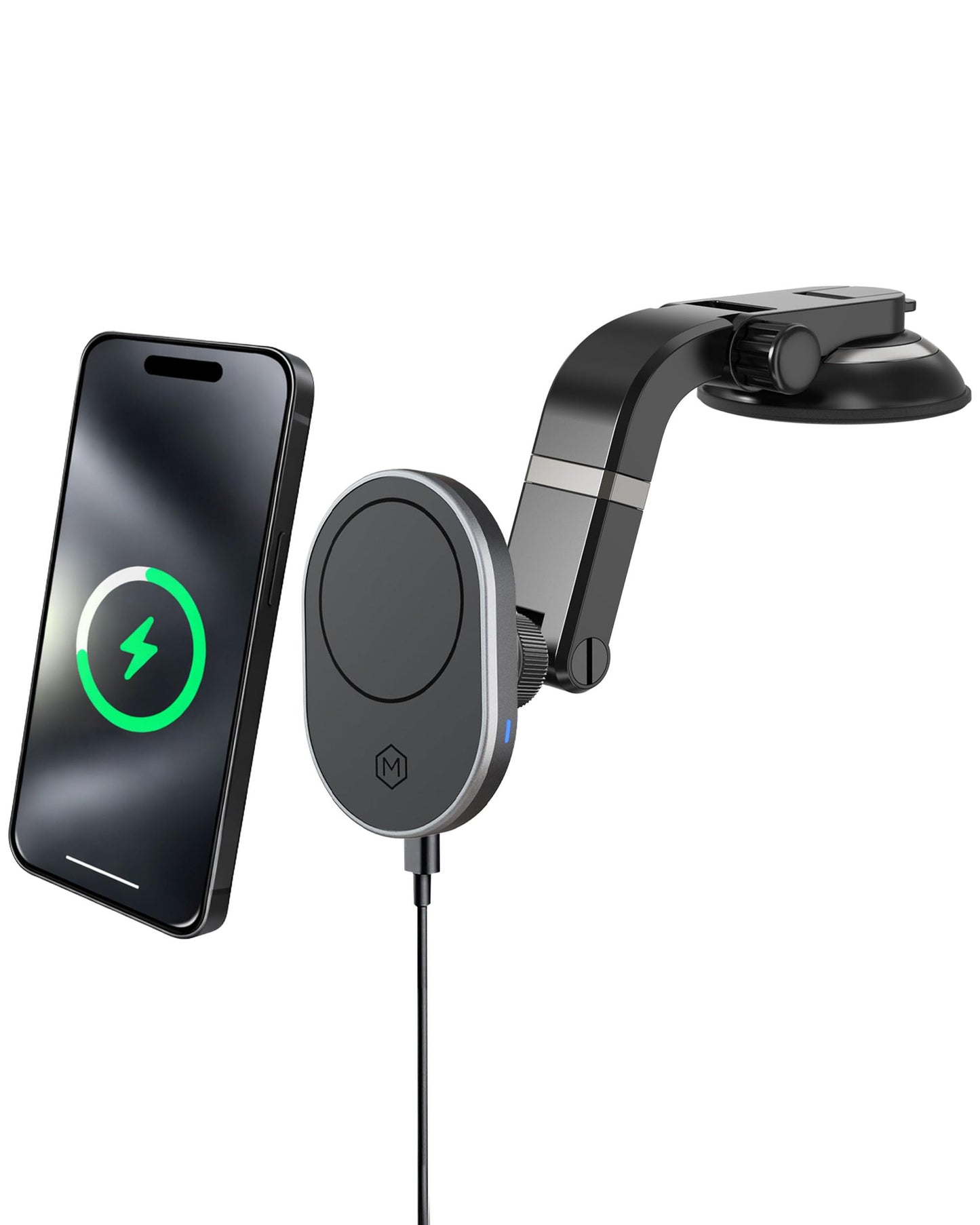 Wireless Car Charger Multi-Angle Adjustable Dashboard/Windshield Mount Smartphones, Magnetic Car Phone Holder, Fast Charging, Universal Dashboard Fit