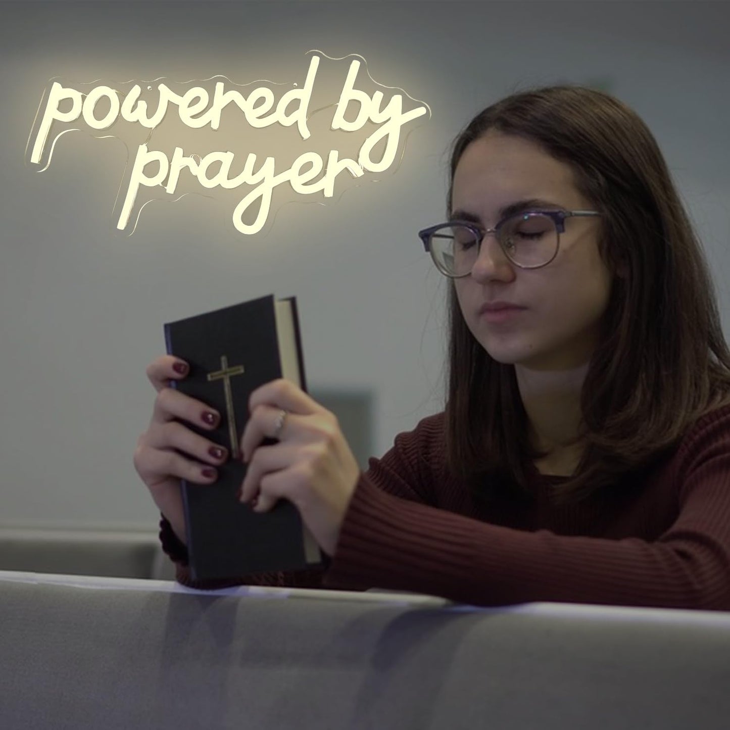 Powered By Prayer Neon Sign Jesus Neon Light for Wall Decor Faith Art Light Up Sign Dimmable Usb Powered Neon Light for Home Christ Church Birthday