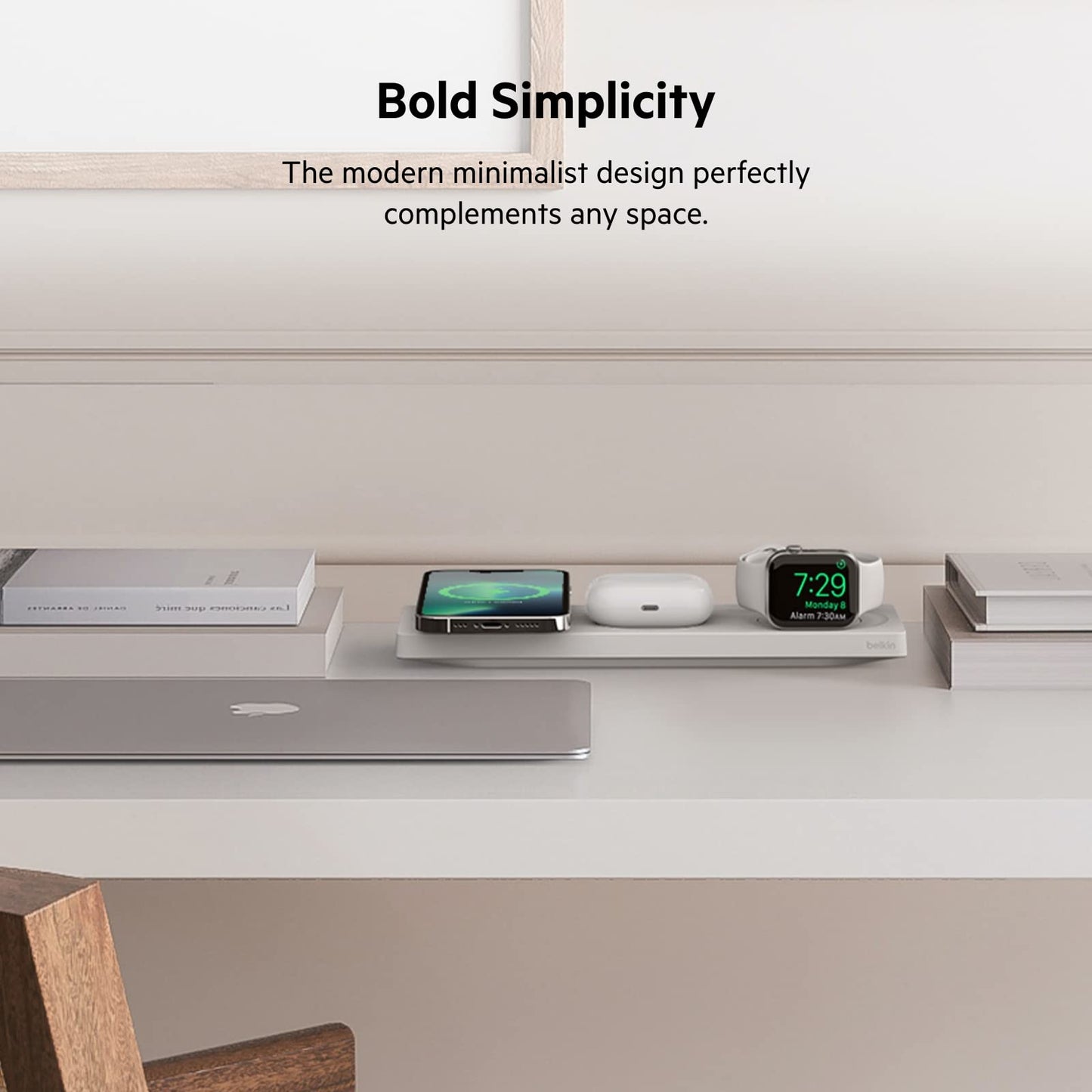 Belkin MagSafe 3-in-1 Wireless Charging Pad - Fast Charging for Apple Watch, iPhone 17, 16, 15, 14 Series, AirPods, & More - MagSafe Charging Station