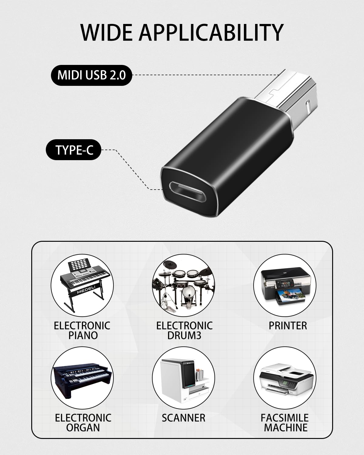 ShineeKee 8 Pack USB C to USB B Adapter, Type C Female to USB Printer Male, Supports Data Sync, Compatible with Scanner, Printer, Server, Camera