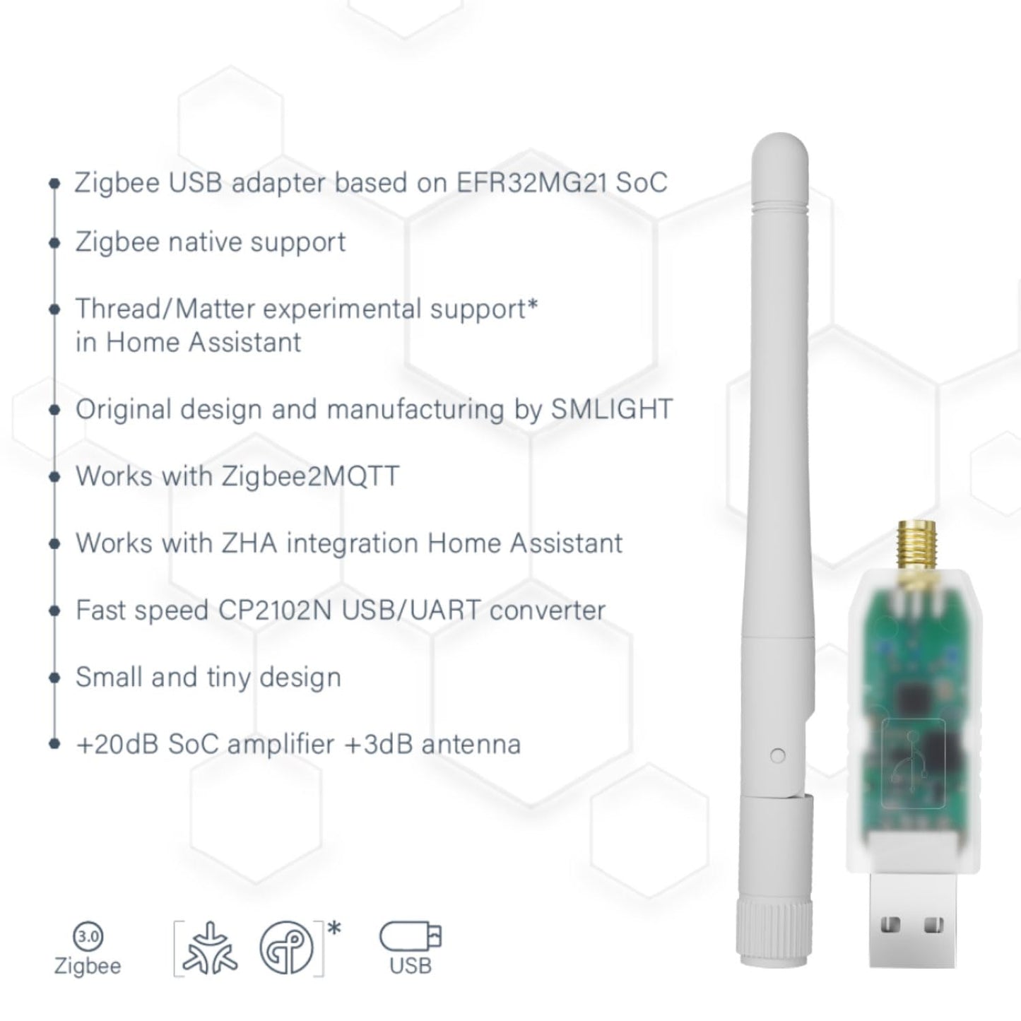 SMLIGHT SLZB-07 Zigbee 3.0 USB Coordinator - Pre-Flashed and Ready-to-Use Zigbee Adapter for ZHA Home Assistant and Zigbee2MQTT