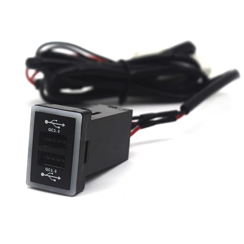 Disscool Dual USB Power Socket for Toyota QC3.0, Quick Charge Car Charger USB Adapter for Smartphone/iPad/PDA and More,Max 6.4A Output (32 * 20mm)