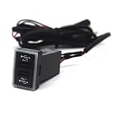 Disscool Dual USB Power Socket for Toyota QC3.0, Quick Charge Car Charger USB Adapter for Smartphone/iPad/PDA and More,Max 6.4A Output (32 * 20mm)