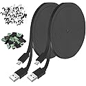 JJMASEE 26FT Power Extension Cable for Wyze Cam V3/V4/OG/V3 Pro, Blink, Arlo Essential, Eufy, KasaCam (Not for Wyze Pan v3), Micro USB(Not Type-c)