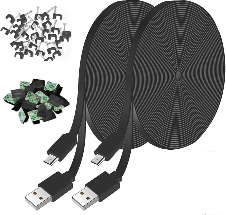 JJMASEE 26FT Power Extension Cable for Wyze Cam V3/V4/OG/V3 Pro, Blink, Arlo Essential, Eufy, KasaCam (Not for Wyze Pan v3), Micro USB(Not Type-c)
