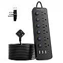 Wall Outlet Extender, 6Ft Power Strip with Individual Switches, 6 Outlets & 4 USB Ports (1 USB-C), Extension Cord with Multiple Outlets, Cruise