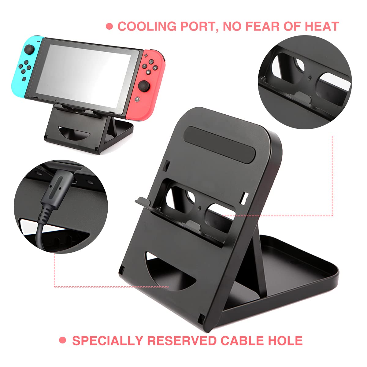 Nintendo Switch Stand/Switch LITE Stand,Foldable,Adjustable and Portable table play stand for N-switch console playing and charging,Compatible