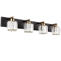 Aipsun Crystal Bathroom Vanity Lighting Black Vanity Light Fixtures Modern Vanity Light for Bathroom 4 Lights(Exclude Bulb)