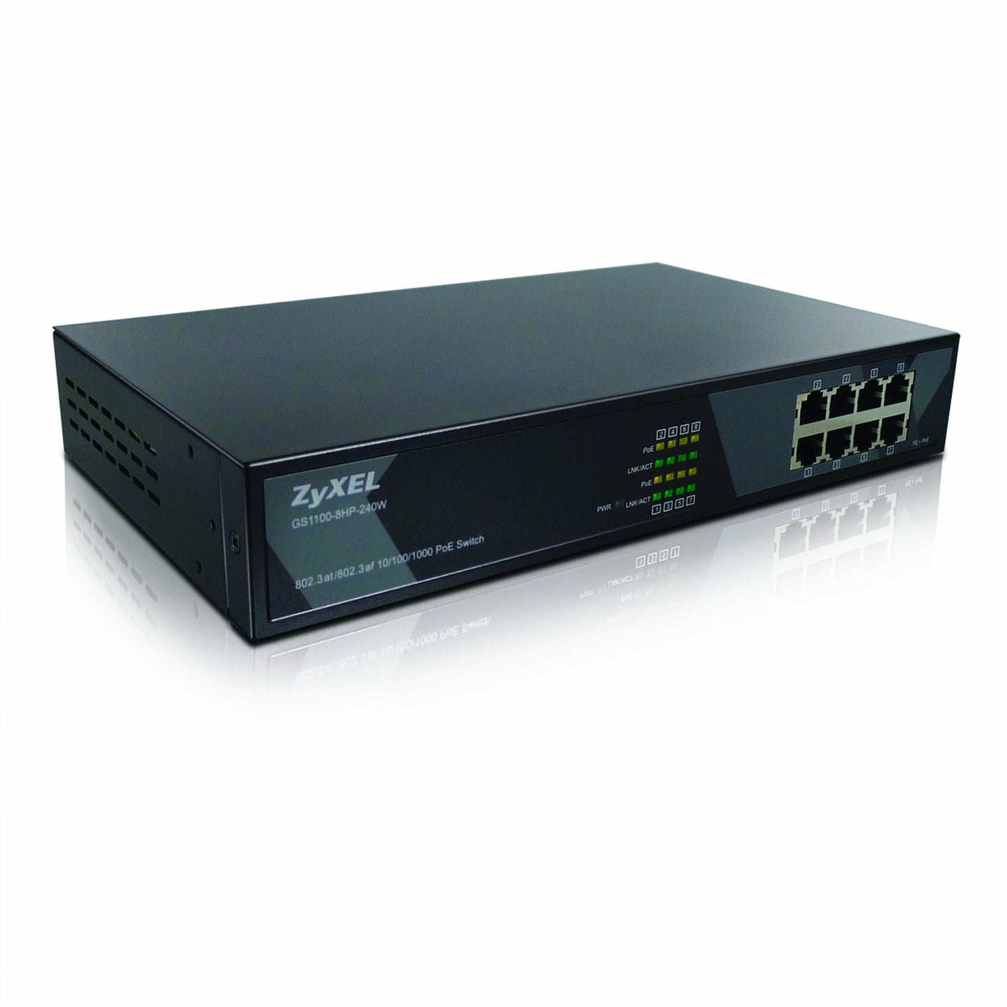ZyXEL 8-Port GbE Poe+ Unmanaged Switch (GS1100-8HP-240W)
