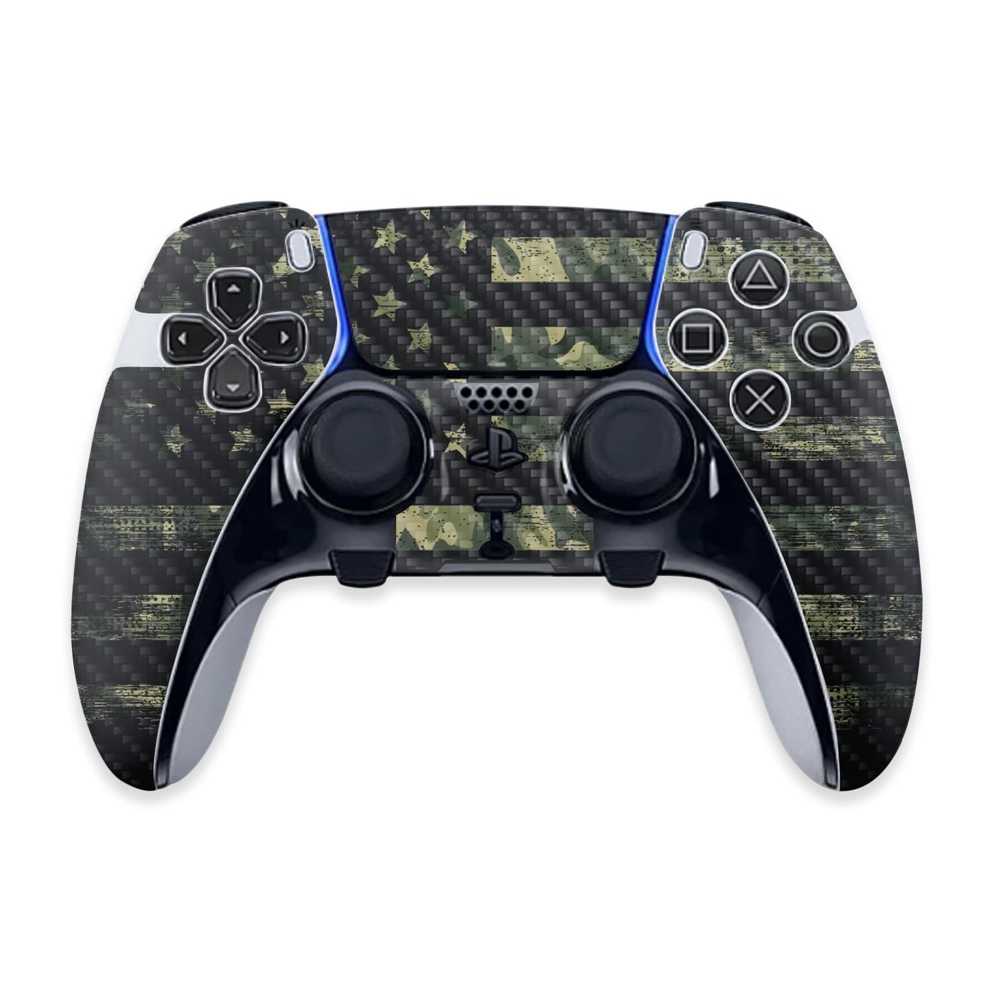 MightySkins Carbon Fiber Skin Compatible with PS5 DualSense Edge Controller - American Camo Protective, Durable Textured Carbon Fiber Finish Easy