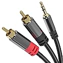 Cyberguys! 3.5mm to RCA Audio Cable, Aux to RCA Cable with Gold-Plated Connectors, Durable PVC Jacket - Aux Adapter for Phone, Laptop, Mixer, Speaker