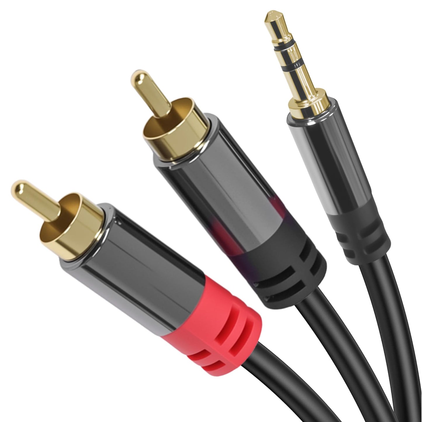 Cyberguys! 3.5mm to RCA Audio Cable, Aux to RCA Cable with Gold-Plated Connectors, Durable PVC Jacket - Aux Adapter for Phone, Laptop, Mixer, Speaker