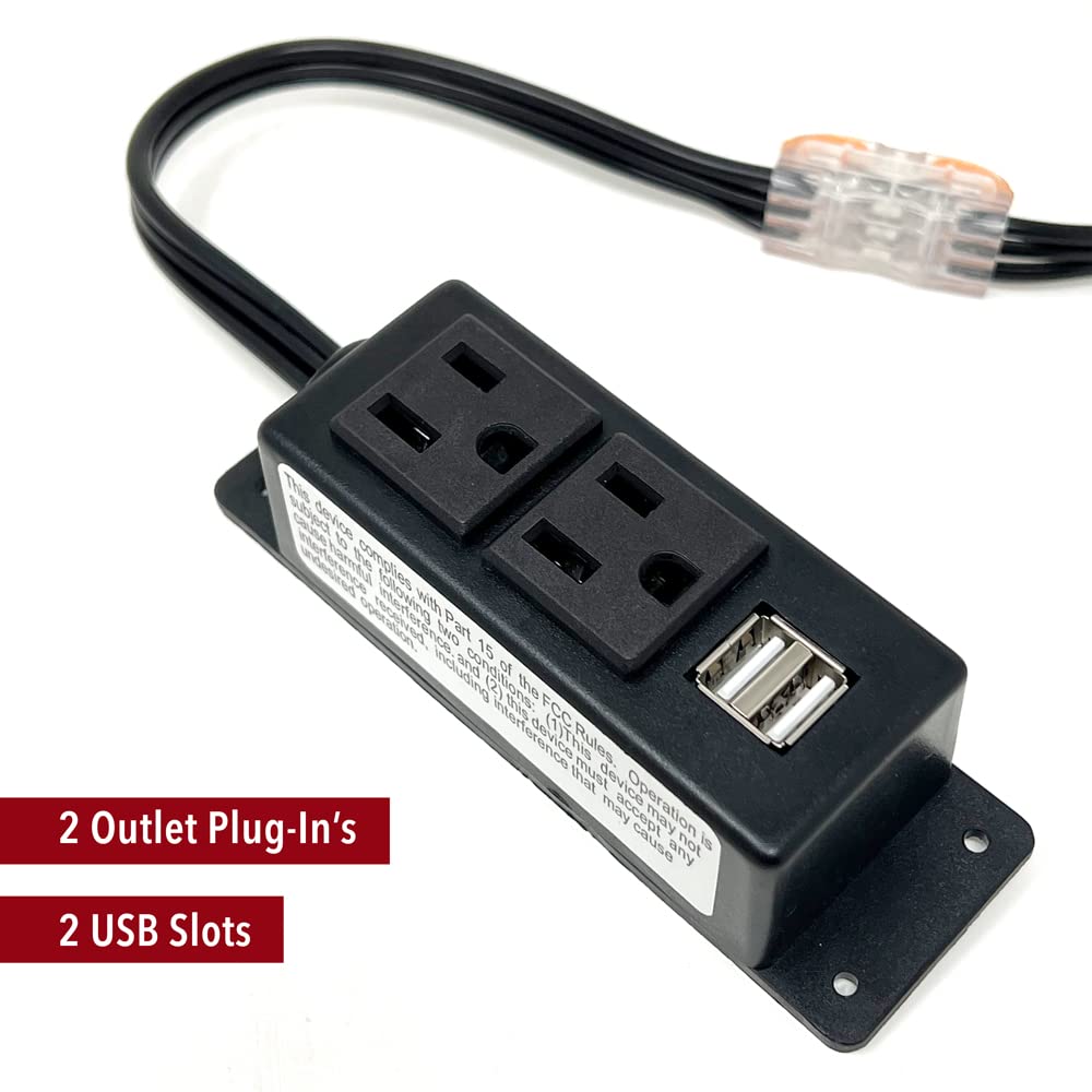 Stealth Multi Outlet Kit for Charging Electrical Accessories and Adding Power Inside Gun Safes and Home Safes with USB slots and 6 foot Power Cable