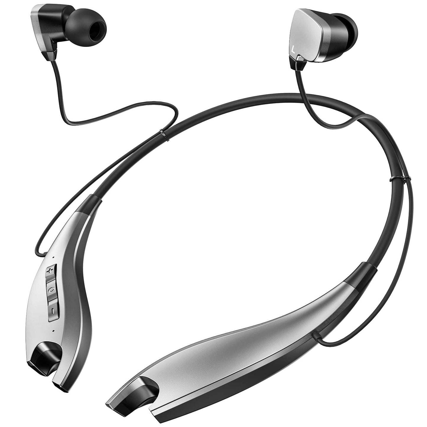 YOSDOM Neckband Bluetooth Headphones, 24H Playtime, Noise Isolation, Silver