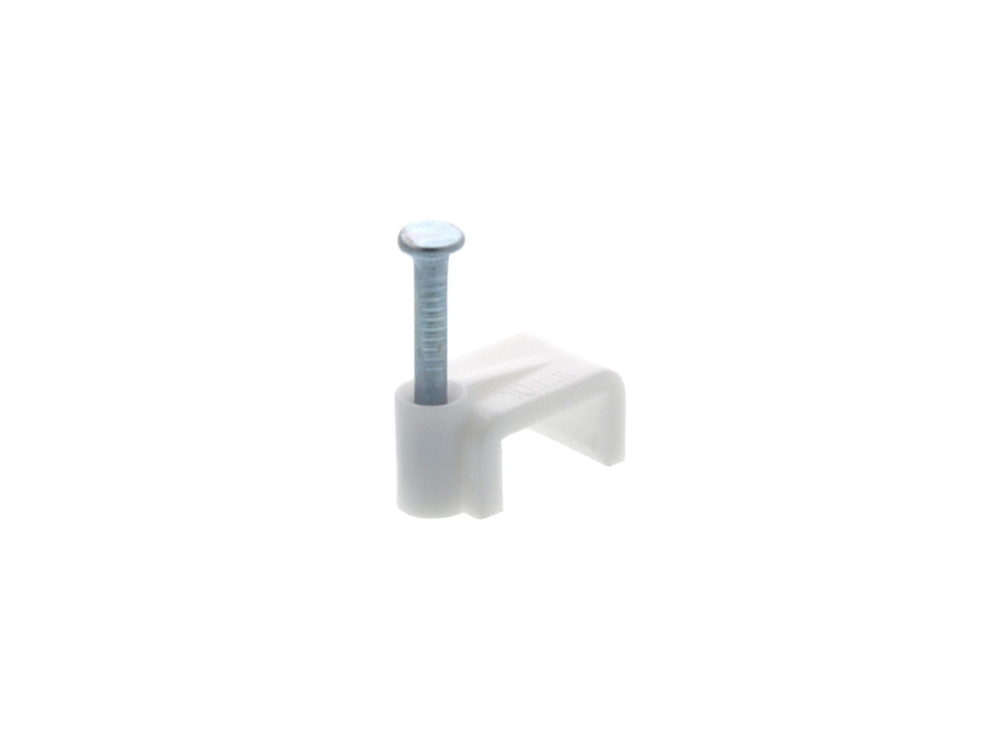 Secure 10mm White Flat Nail Cable Clip for Coax, Ethernet, and Telephone Cable Management - 100 Pack