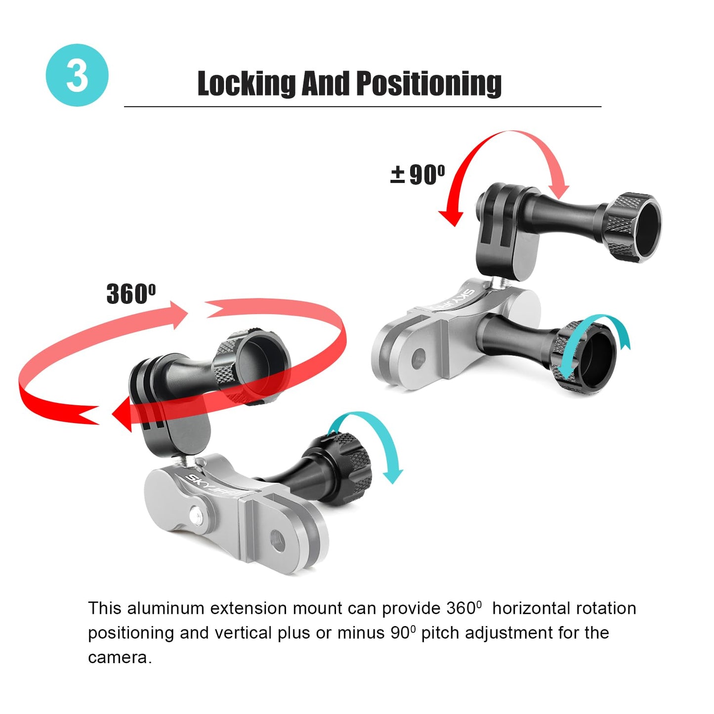 SKYJFFJ Aluminum Ball gopro Handlebar Mount, 360 Rotation and Lock Any Direction, Shock-Resistant, Compatible with Gopro Hero 13 12 11 10 9 8 DJI Osmo