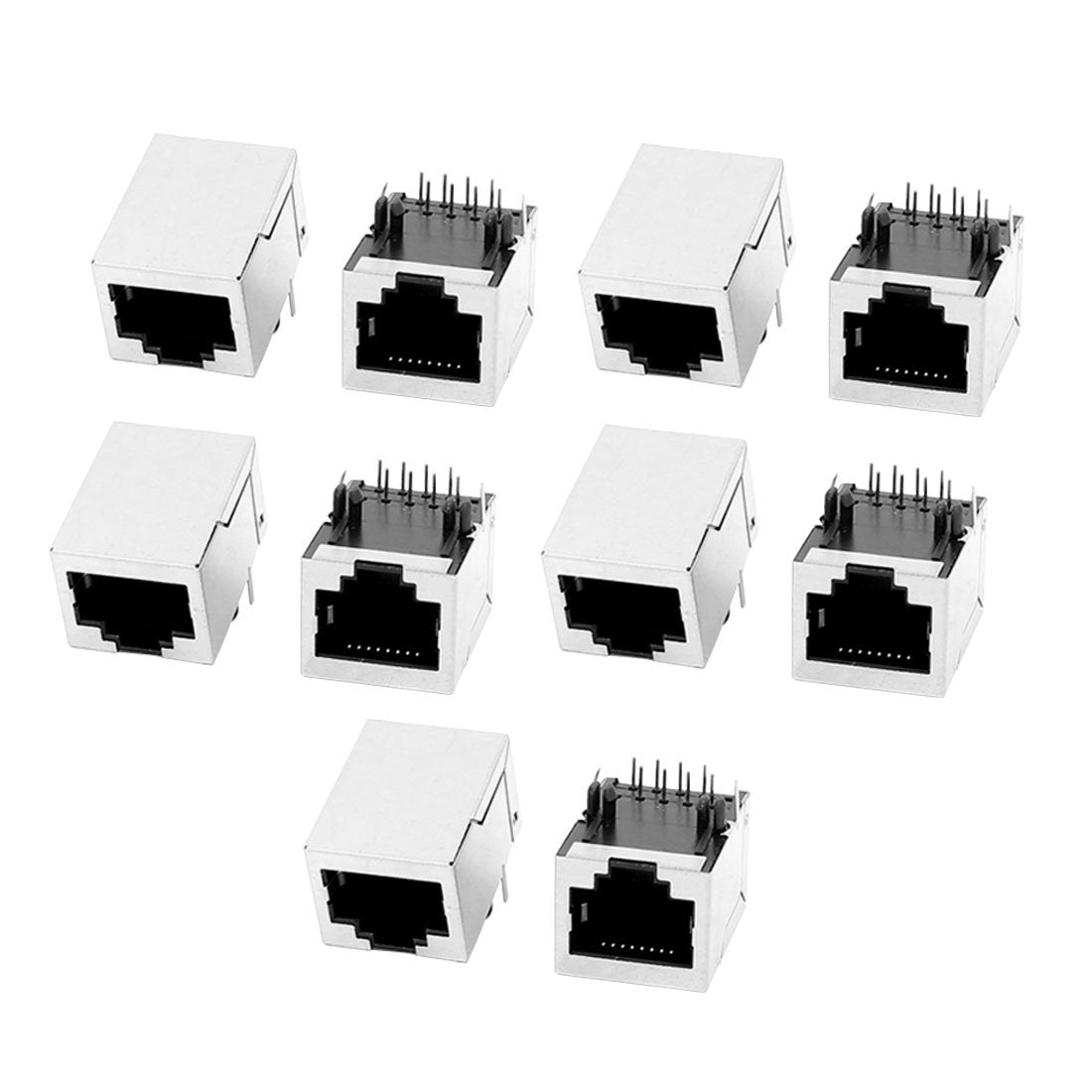 uxcell 10 Pcs RJ45 Modular Jack 8P8C PCB Mount Socket Network Connectors Couplers