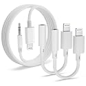 Lightning to 3.5mm Audio Adapter 2 Pack and 4ft Aux Cable Hi-Fi Lightning to Headphone Jack Adapter and Aux Cord Compatible with iPhone 14 13 12 11 XS