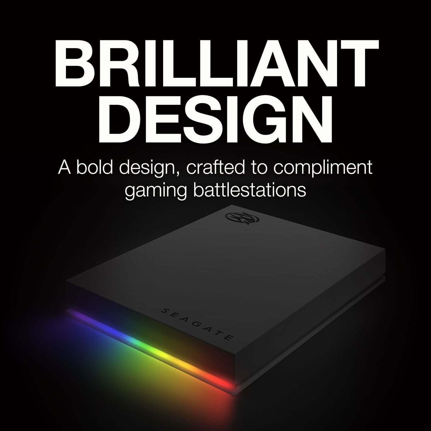 Seagate FireCuda Gaming Hard Drive External Hard Drive 1TB - USB 3.2 Gen 1, RGB LED lighting for PC and Mac with Rescue Services, Multicolor