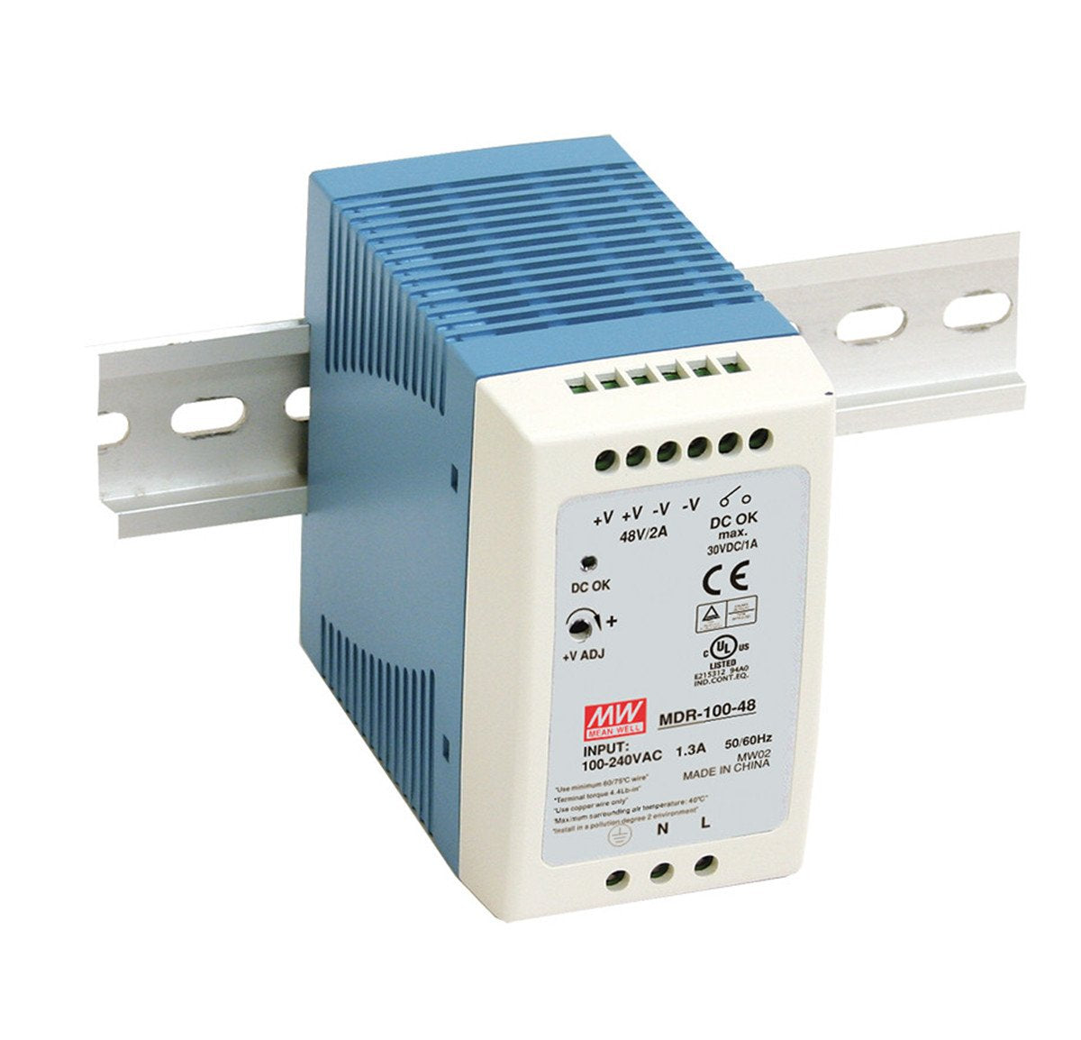 Mean Well Original MDR-100-48 Single Output Industrial DIN Rail Power Supply 48V 2A 96W