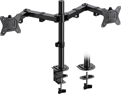HUANUO Dual Monitor Mount for 2 Monitors up to 32 inches, Heavy Duty Dual Monitor Stand Holds up to17.6lbs, Dual Monitor Arm with Height Adjustable