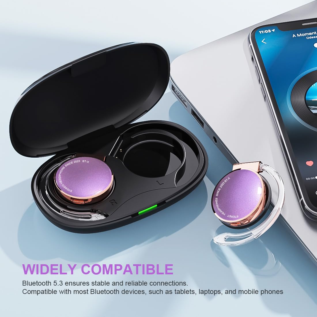 Micool Clip on Headphones Bluetooth V5.3, On Ear Headphones Wireless with Earhooks, Ear Clip Open-Ear Earphones, Sports Headset Bluetooth with 4…